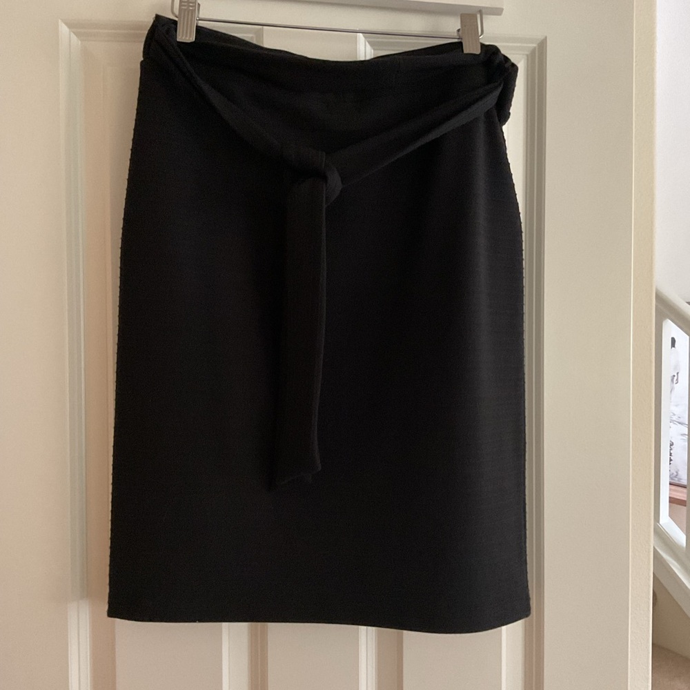 Loft Black Pencil Skirt with Tie Waist